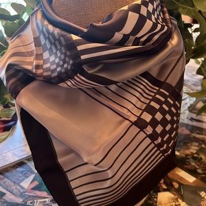 VTG Black & Gray Geometric Scarf Made in Italy
